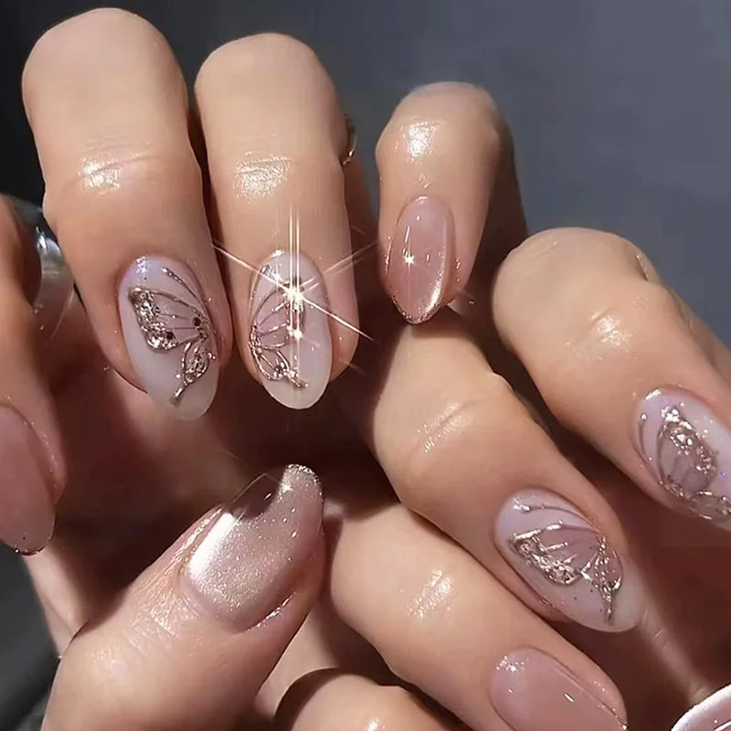 Wine Red Almond Press On Nails
