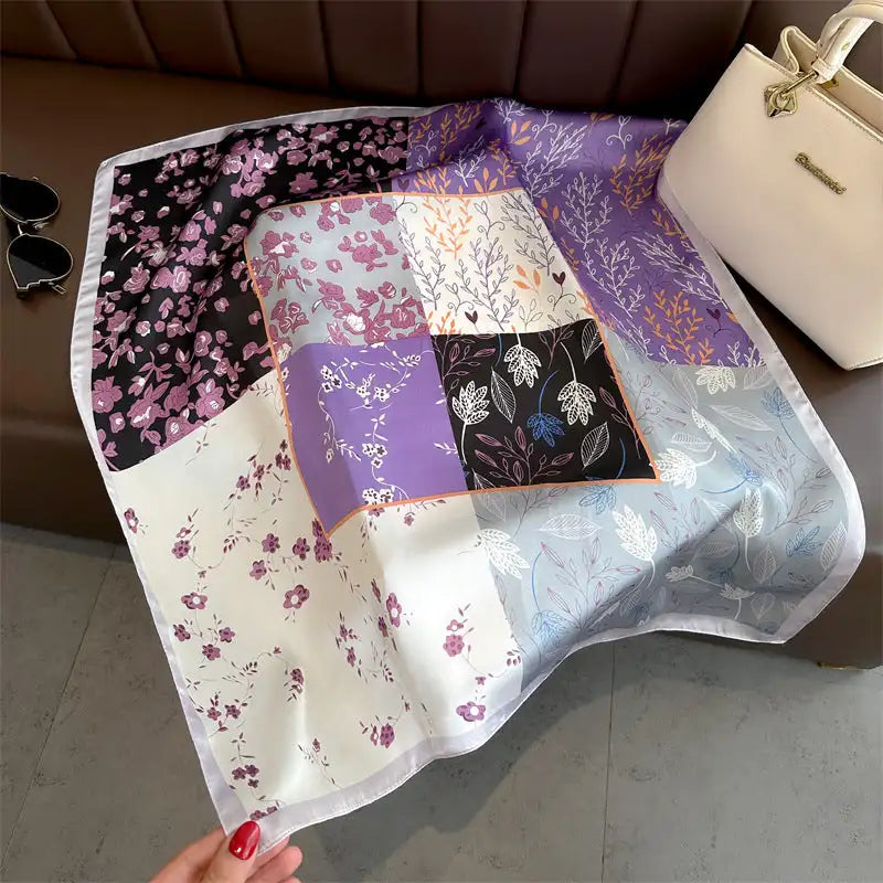 Satin Bandana Print Silk Scarf