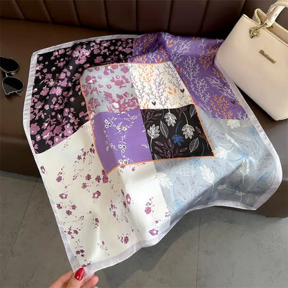 Satin Bandana Print Silk Scarf