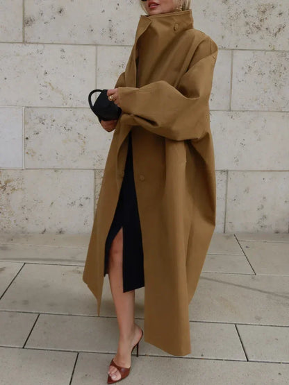 Stand Collar Long Trench Coat