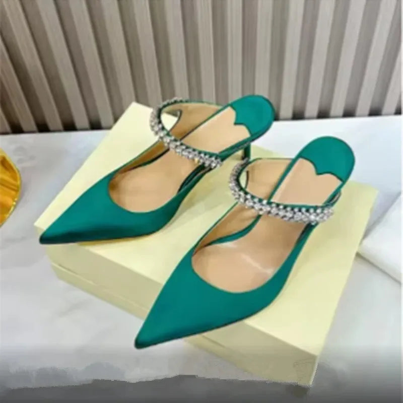 Silk Beaded Mule Sandals