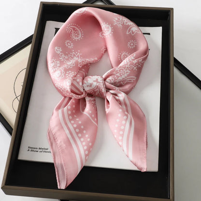 Satin Bandana Print Silk Scarf