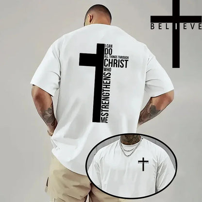 Jesus Cross Print Cotton Tee