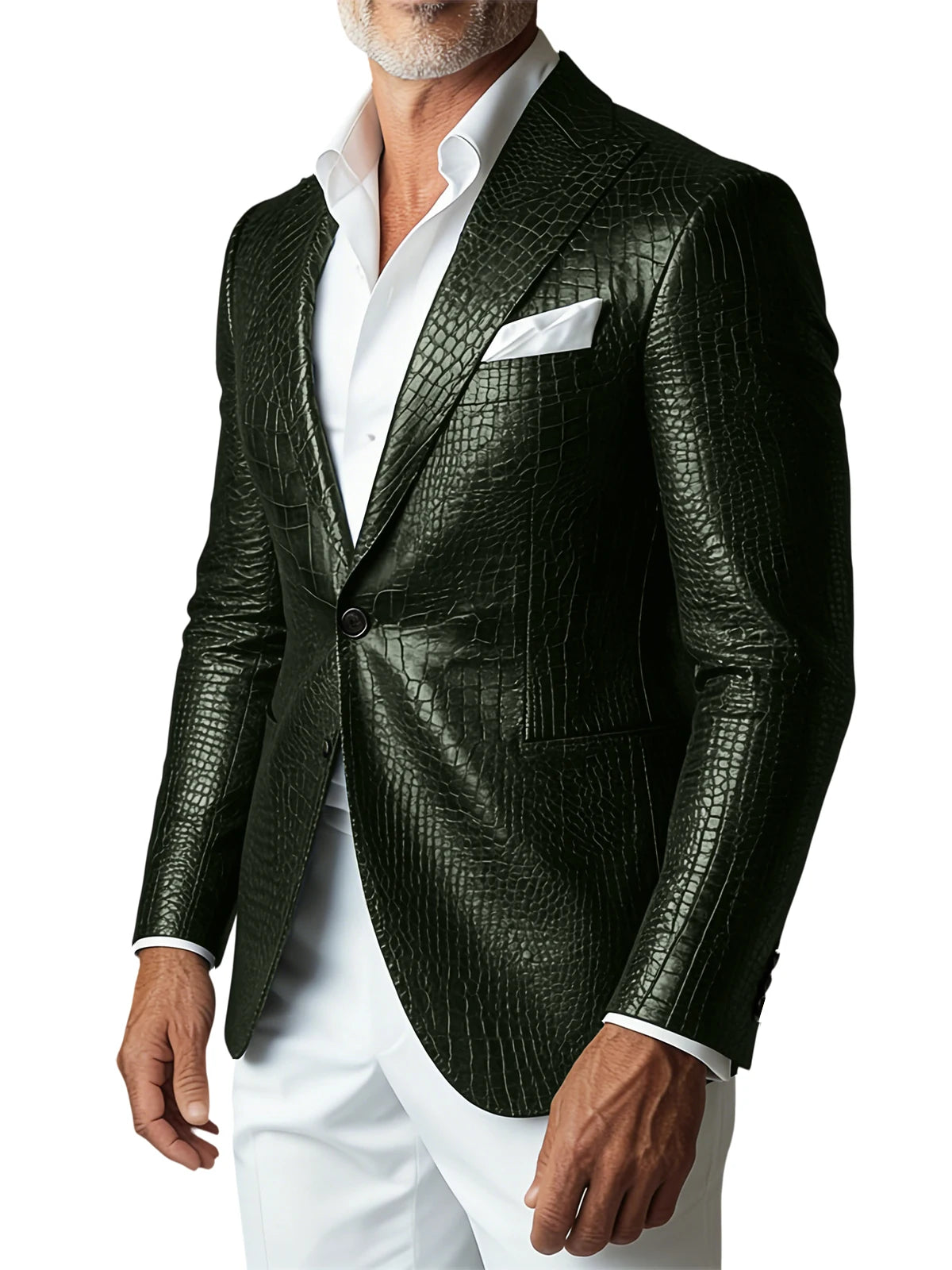 Crocodile PU Leather Suit Blazer