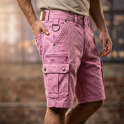 Vintage Solid Cargo Loose Shorts
