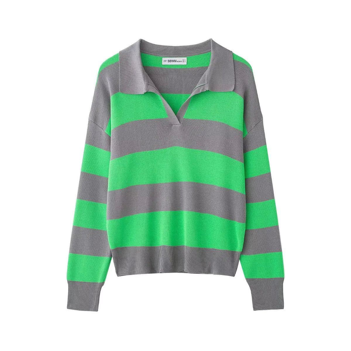 Striped Knit Polo Sweater