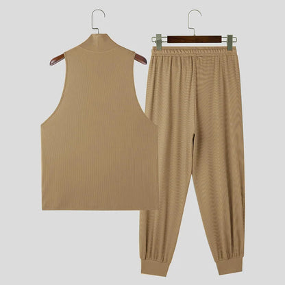 Turtleneck Tank Top Drawstring Set