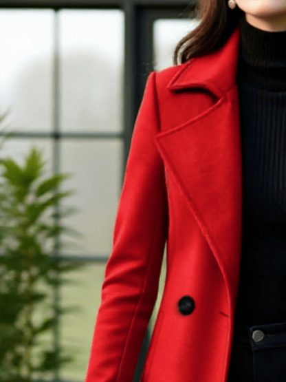 Woolen Double-Breasted Trench Coat