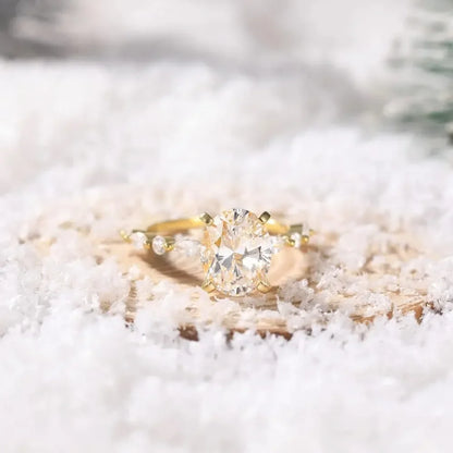 Oval Zircon Halo Silver Ring