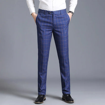 Plaid Slim Leg Work Trousers