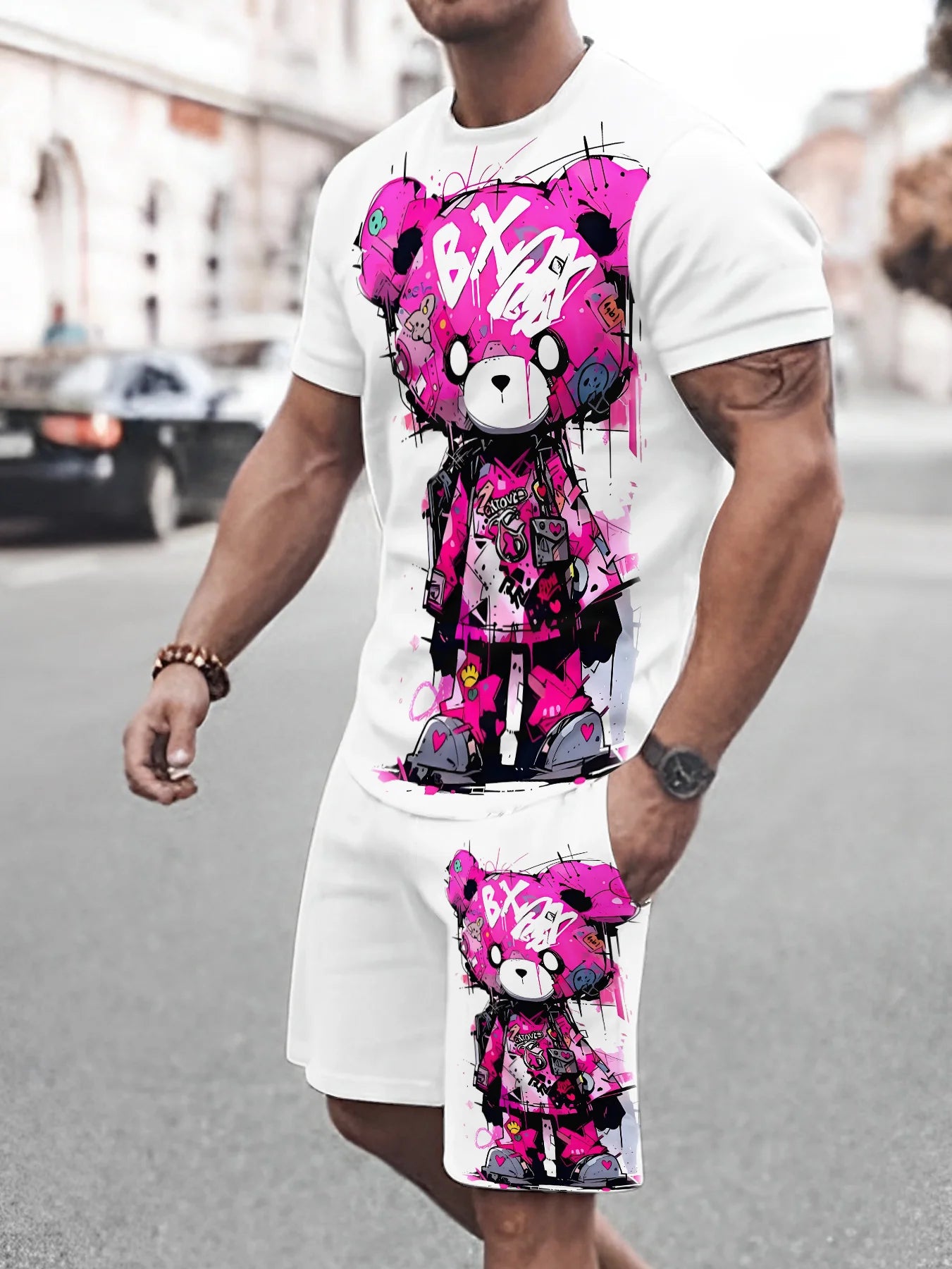 Graffiti Print Loose Sports Set