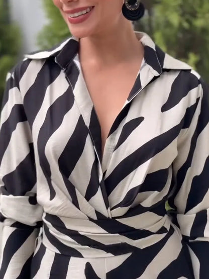 Zebra Print Wide Leg Jumpsuit